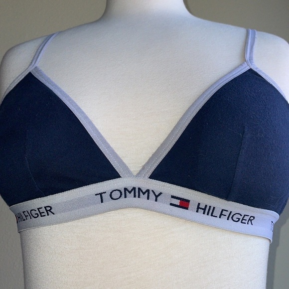 TOMMY HILFIGER navy bra with logo band adjustable straps in women’s size medium - Picture 6 of 7